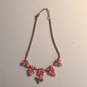 j crew coral jewel statement necklace